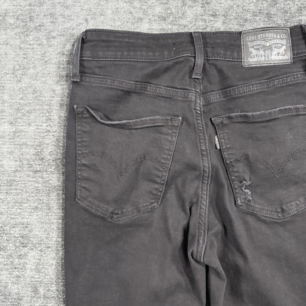 Levi's 721 High Rise Skinny Jeans Women's Size 26 Black Distressed Stretch - Picture 13 of 16